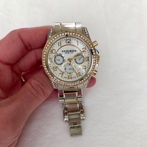 AKRIBOS Gold & Silver Oversized Watch